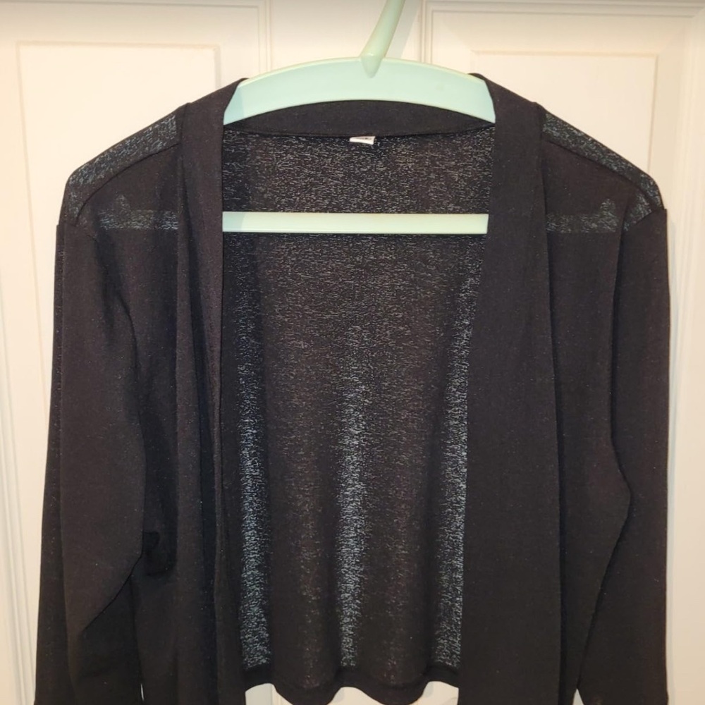 Black Open Front Cardigan Sweater